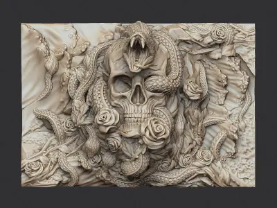 Snake medal3 or serpent mamba anaconda venum python poison demon 3D print model