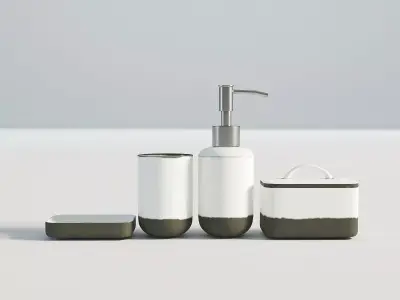 Bathroom Set White and Cement 3D model