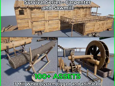 Survival Series - Carpenter and Sawmill Low-poly 3D model