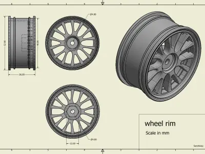 Precision Engineered Wheel Rim 3D Model Instant Download 3D print model