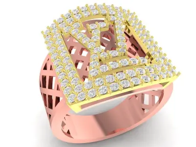 Luxury Multi Layer Square Diamond Ring Model 3415 3D print model