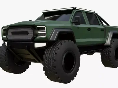 Current Green Color 4X4 Truck Low-poly 3D model
