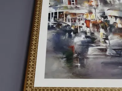 Framed Watercolor Painting 4 Low-poly 3D model