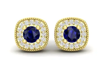 AV 490 Diamond Ladies Halo Stud Earrings 3D print model