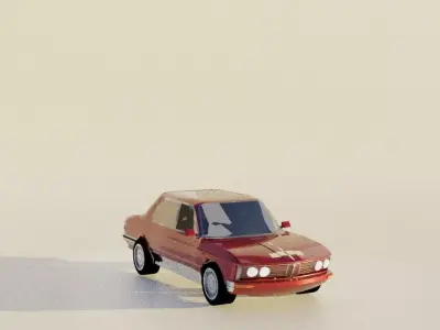 3D Model of Classic 1970s Four-Door Sedan 3D model