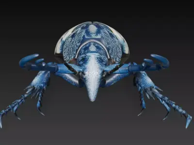 Royal Porcelain Beetle - Blue Decorative Sculpture 3D Model 3D print model