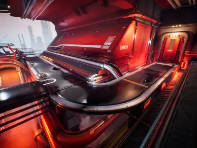 Sci-Fi City Hub Low-poly 3D model