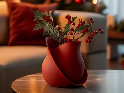 Christmas Ribbon Vase for Festive Decor 3D print model