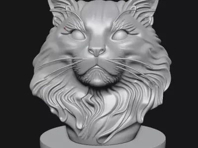 Cat head sculpture 3D print model