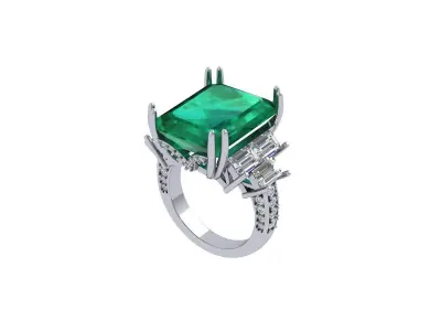 Emerald Art Deco Ring 3D print model