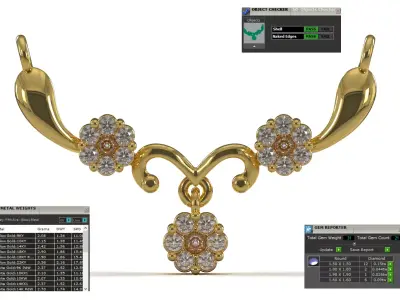 Floral Cluster Collar stl 3dm Pendant model jp0364 3D print model