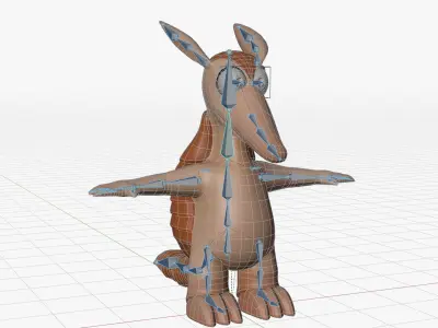Dasypodidae cartoon character Low-poly 3D model