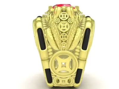 Luxury Royal Red Stone Men Ring 3D Jewelry Model  3801 3D print model