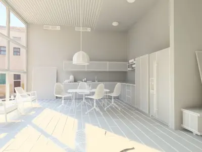 interior american kitchen 3D model