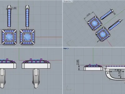 Octagon form earring model 498 3D print model