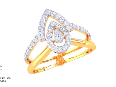 Diamond emphasizing the way diamonds wrap around the golden band 3D print model