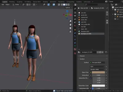 HIKER GIRL BASE MESH MODEL  Free low-poly 3D model