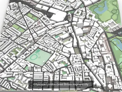 Cityscape London Great Britain Three fragments city 3D Model Collection