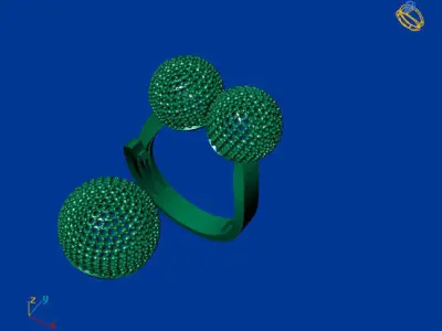 Women Stone Rings Diamond 3D print model 8