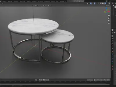 Table 3d Model marble nesting tables Low-poly 3D model