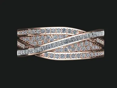 Crossover Bands Ring 3D Model  High-Quality Jewelry CAD Design 3D print model