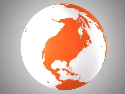 Solid Color Orange White Globe 3D model