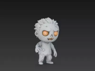 Gray Zombie 3D Model Realistic Halloween Horror Character 3D print model