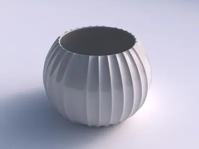 Bowl spheric with extruded vertical lines 3D print model