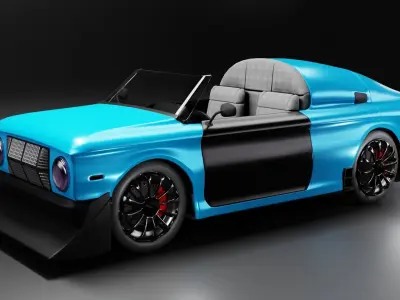 3 Muscle car Low-poly 3D model