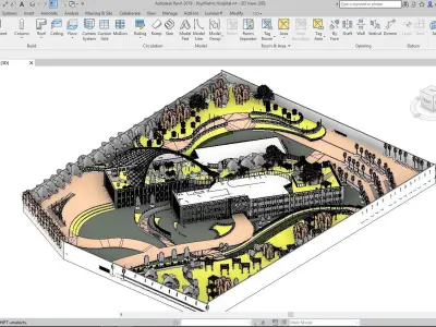 Hospital building with roof 3D model