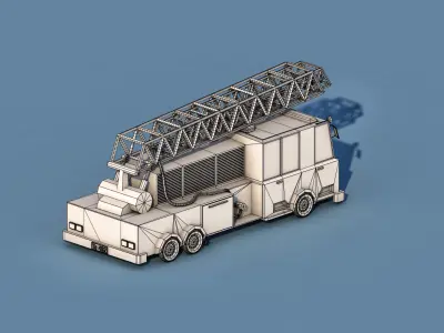 Cartoon Fire Truck Low-poly 3D model