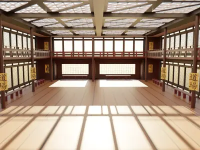 Japanese Dojo Low-poly 3D model