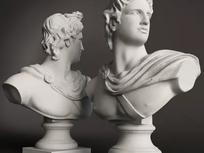 Apollo bust of ancient greek god 3D model