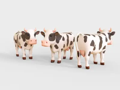 Cartoon Cow Animal 3D Model for Cartoon Characters Low-poly 3D model
