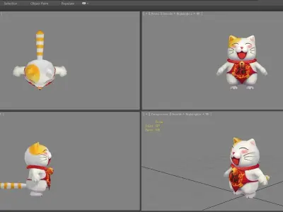 Cartoon Lucky cat - White cat Low-poly 3D model
