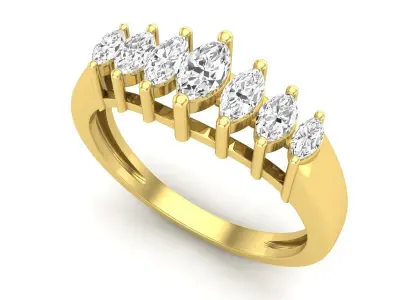 AV 659 Marquise Descending Wedding Ring 3D print model