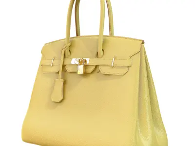 Hermes Birkin Bag  Yellow Leather  Low-poly 3D model