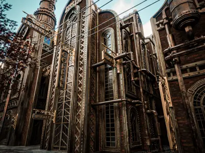 STEAMPUNK INDUSTRIAL BUILDING 9 Low-poly 3D model