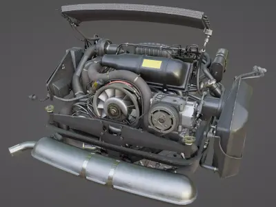 Porsche 911SC Engine with 915 Gearbox Low-poly 3D model