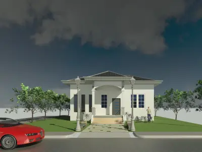3 Bedroom  modern House Model Low-poly 3D model