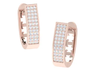 Delicate Fine Diamond Hoop Earrings 3D print model