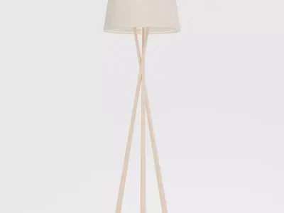 Wooden Tripod Floor Lamp 3D model