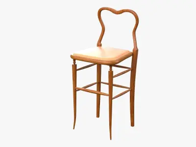 High Chair Clerks Chair No 9 Light Wooden Oak Version 3D model