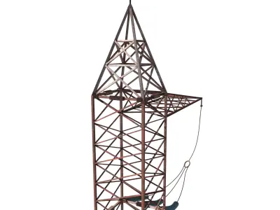 Electricity Pole 6 Weathered Low-poly 3D model