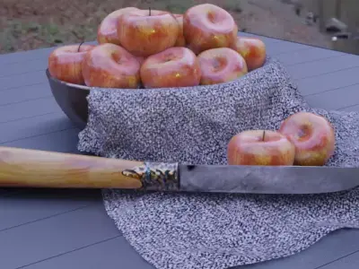 apple in a bronze bowl Free low-poly 3D model