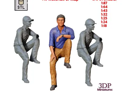 N5 man sitting on the back of pickup truck 3D print model