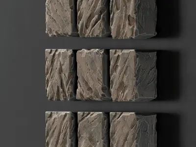 Stone cube panel old 3D model