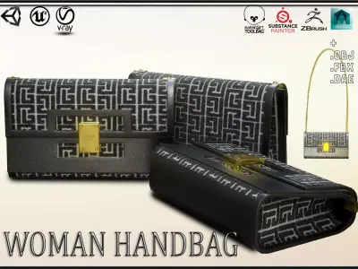 Woman Handbag Balmain Low-poly 3D model