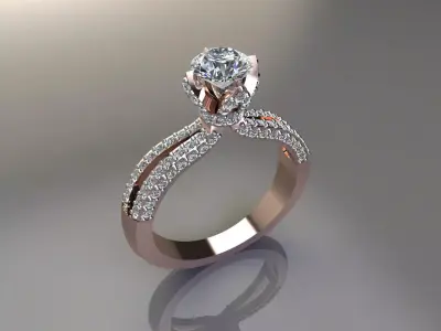 Ladies Engagement Solitaire Diamond Ring 3D Model 3D print model