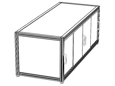 Aluminum Storage Cabinet with Sliding Doors 3D model